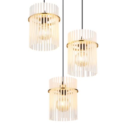 Globo - Ljuskrona med textilsladd 3xE27/60W/230V diameter 47 cm guld