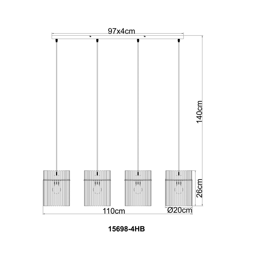Globo - Pendel med kabel 4xE27/60W/230V