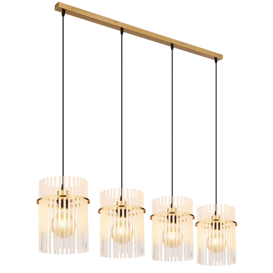 Globo - Ljuskrona med textilsladd 4xE27/60W/230V guld