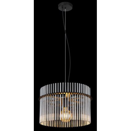 Globo - Ljuskrona med textilsladd 1xE27/60W/230V diameter 40 cm svart