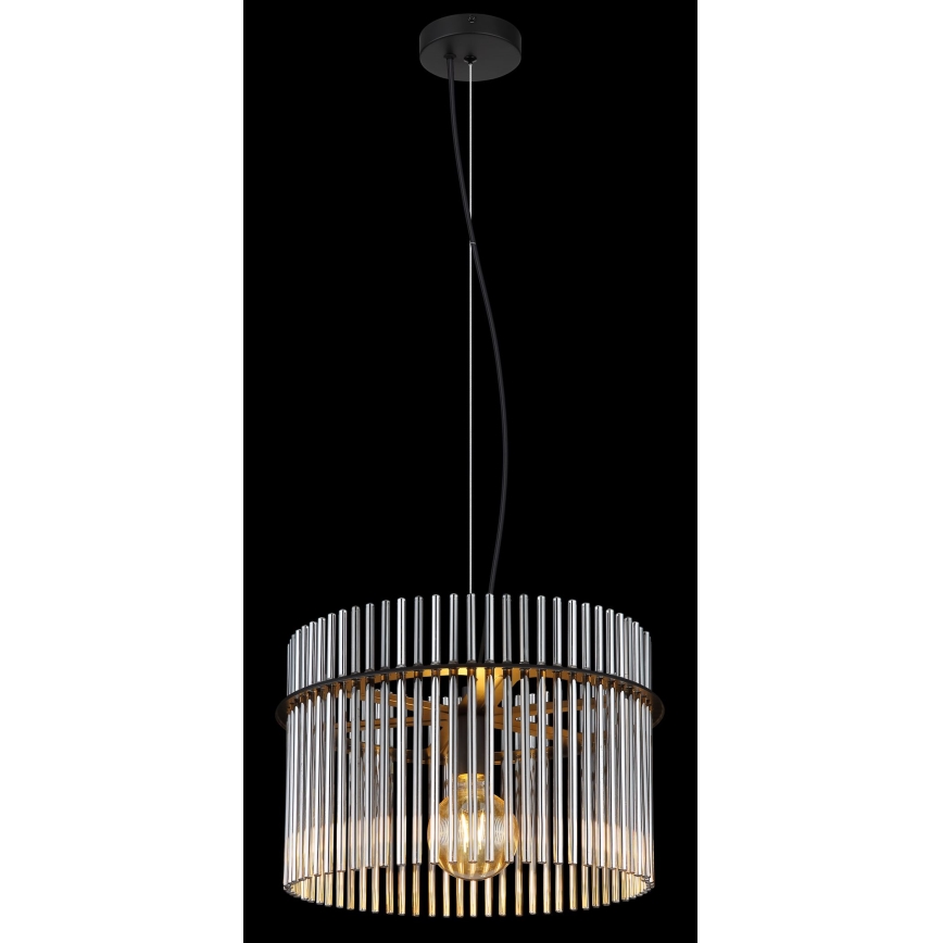 Globo - Ljuskrona med textilsladd 1xE27/60W/230V diameter 40 cm svart