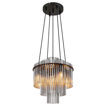 Globo - Ljuskrona med textilsladd 5xE14/40W/230V svart