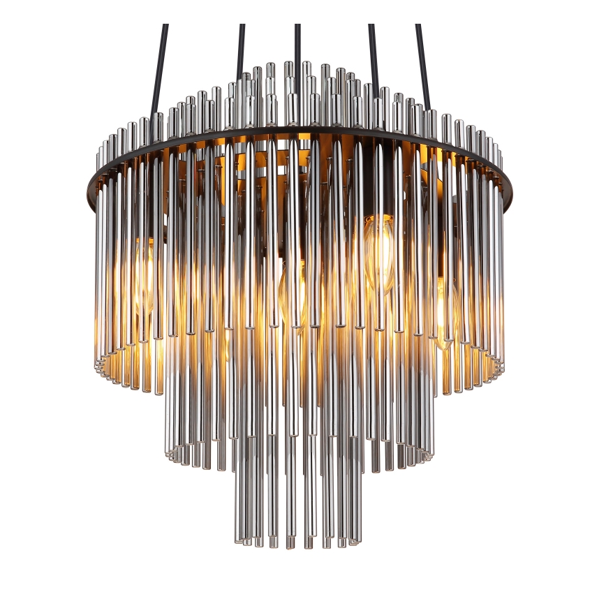 Globo - Ljuskrona med textilsladd 5xE14/40W/230V svart