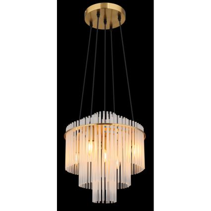Globo - Ljuskrona med textilsladd 5xE14/40W/230V guld