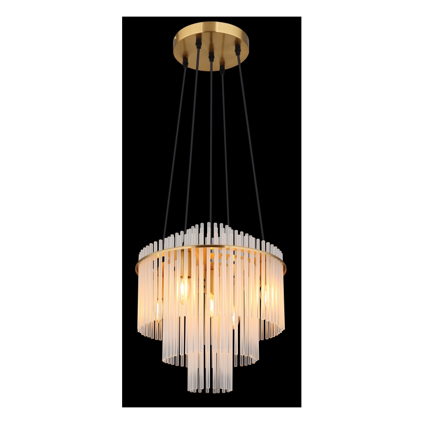 Globo - Ljuskrona med textilsladd 5xE14/40W/230V guld