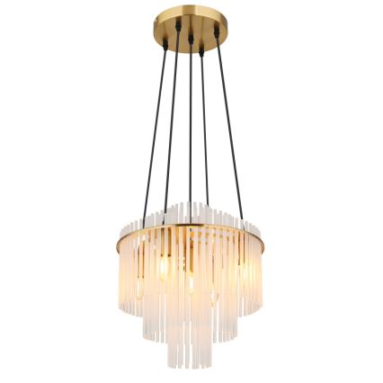 Globo - Ljuskrona med textilsladd 5xE14/40W/230V guld