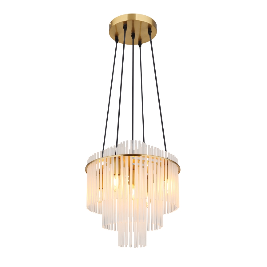 Globo - Ljuskrona med textilsladd 5xE14/40W/230V guld