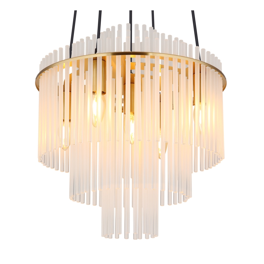 Globo - Ljuskrona med textilsladd 5xE14/40W/230V guld