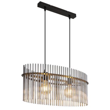 Globo - Ljuskrona med textilsladd 2xE27/60W/230V svart