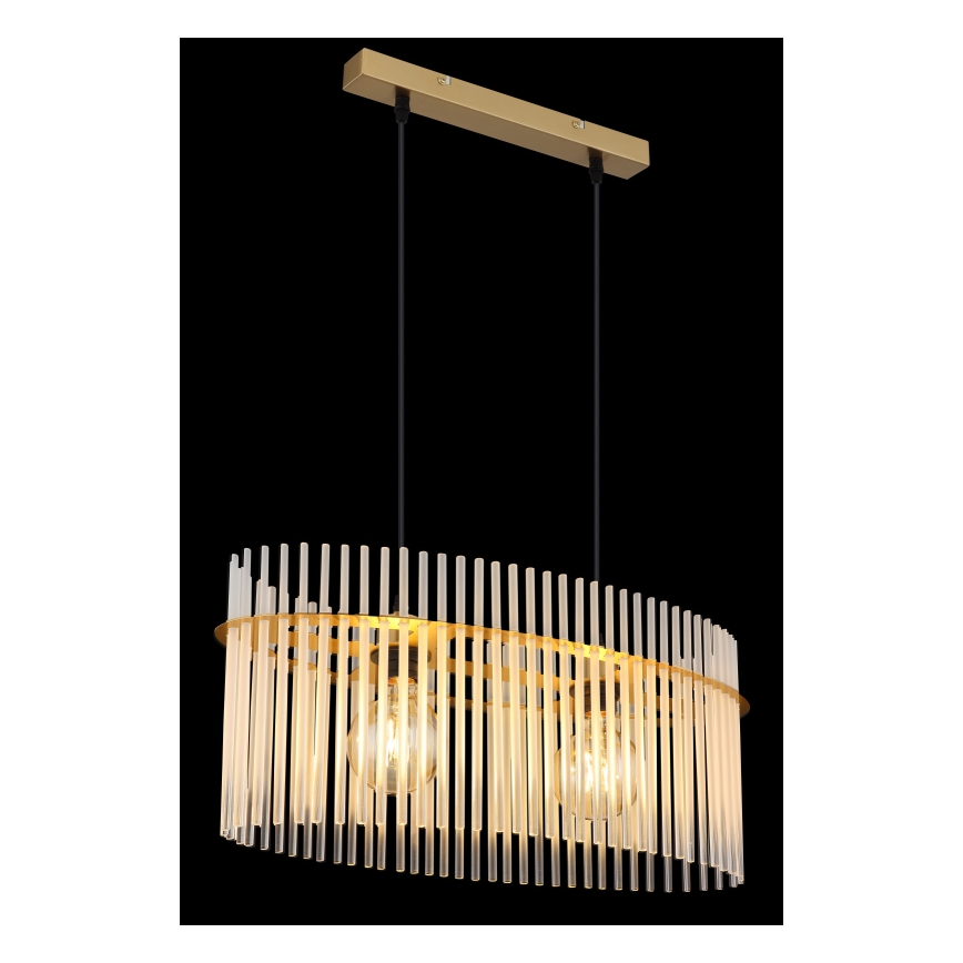Globo - Ljuskrona med textilsladd 2xE27/60W/230V guld