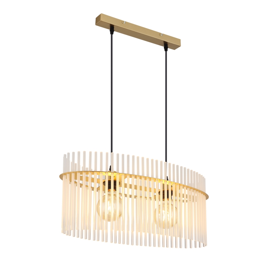Globo - Ljuskrona med textilsladd 2xE27/60W/230V guld