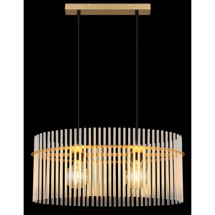 Globo - Ljuskrona med textilsladd 2xE27/60W/230V guld
