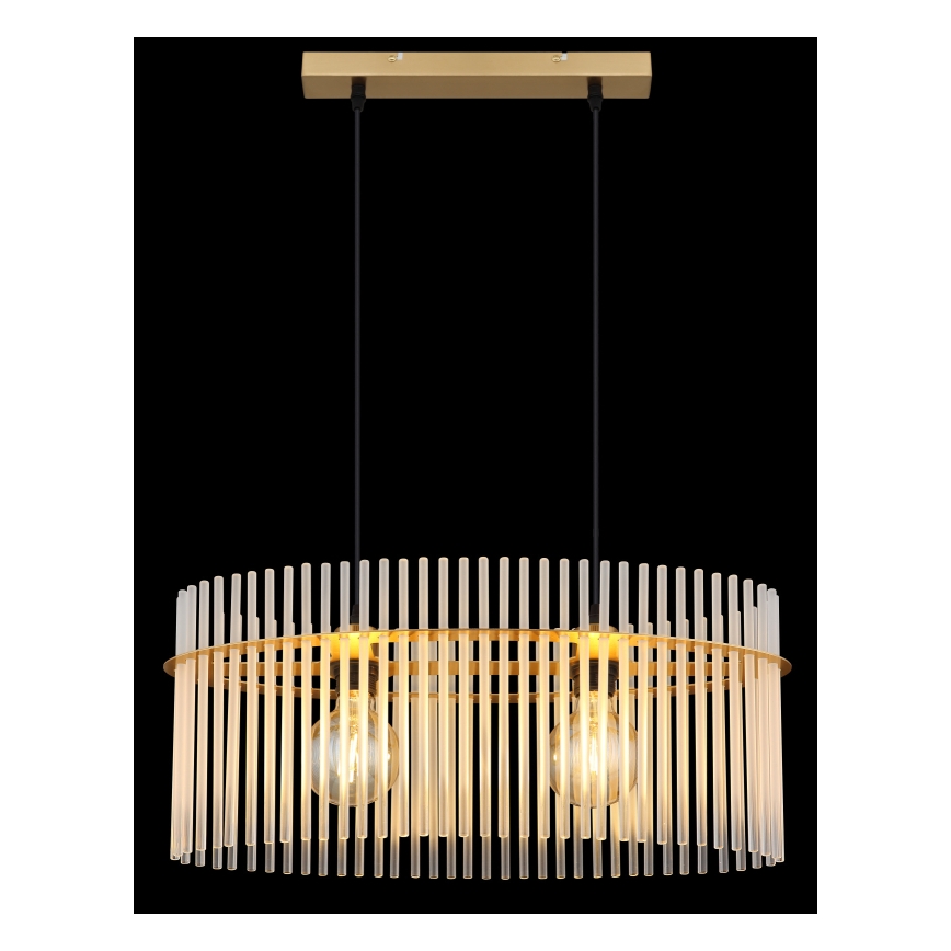 Globo - Ljuskrona med textilsladd 2xE27/60W/230V guld