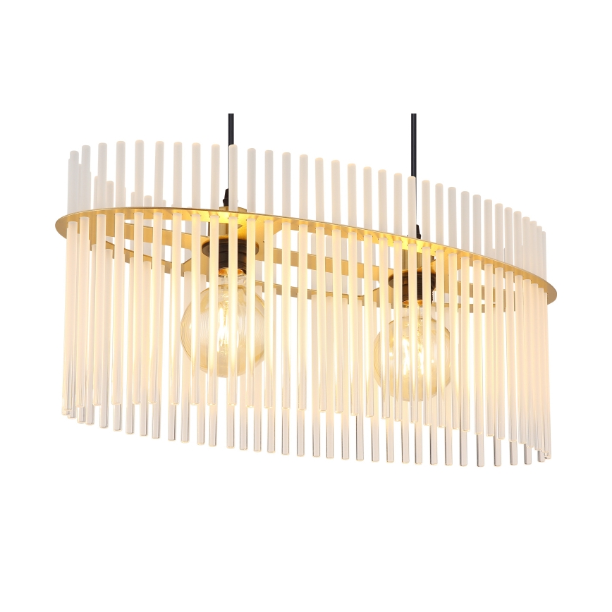 Globo - Ljuskrona med textilsladd 2xE27/60W/230V guld