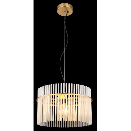 Globo - Ljuskrona med textilsladd 1xE27/60W/230V diameter 40 cm guld