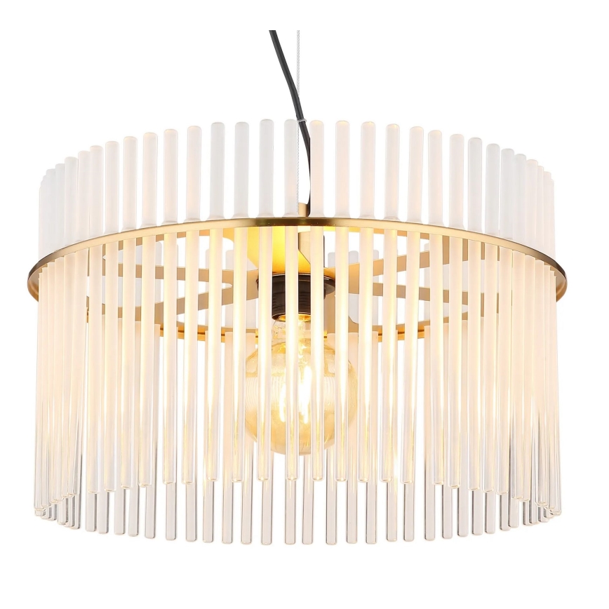 Globo - Ljuskrona med textilsladd 1xE27/60W/230V diameter 40 cm guld