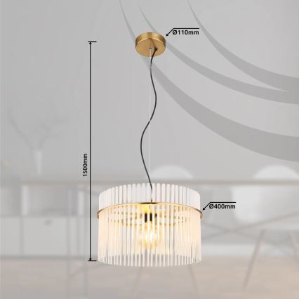 Globo - Ljuskrona med textilsladd 1xE27/60W/230V diameter 40 cm guld