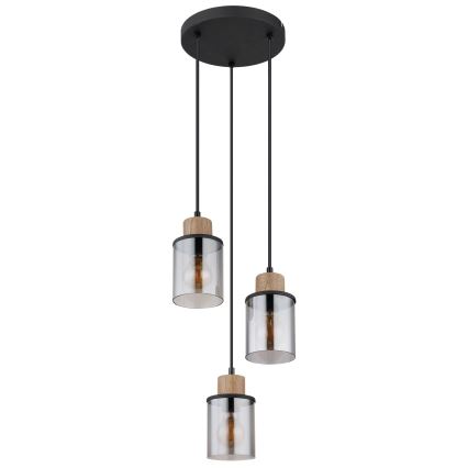 Globo - Ljuskrona med textilsladd 3xE27/15W/230V diameter 27 cm ek