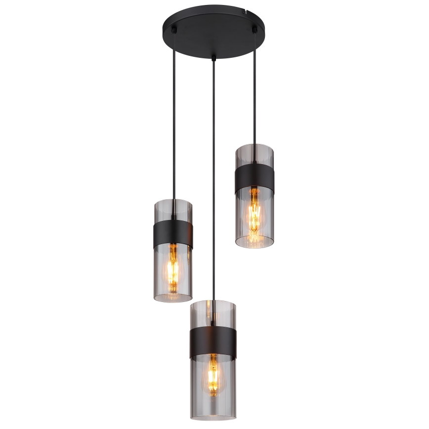 Globo - Ljuskrona med textilsladd 3xE27/60W/230V