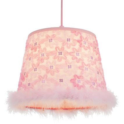Globo - Hängande ljuskrona med textilsladd för barn 1xE27/60W/230V rosa