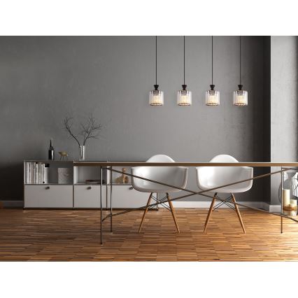 Globo - Ljuskrona med textilsladd 4xE27/60W/230V svart