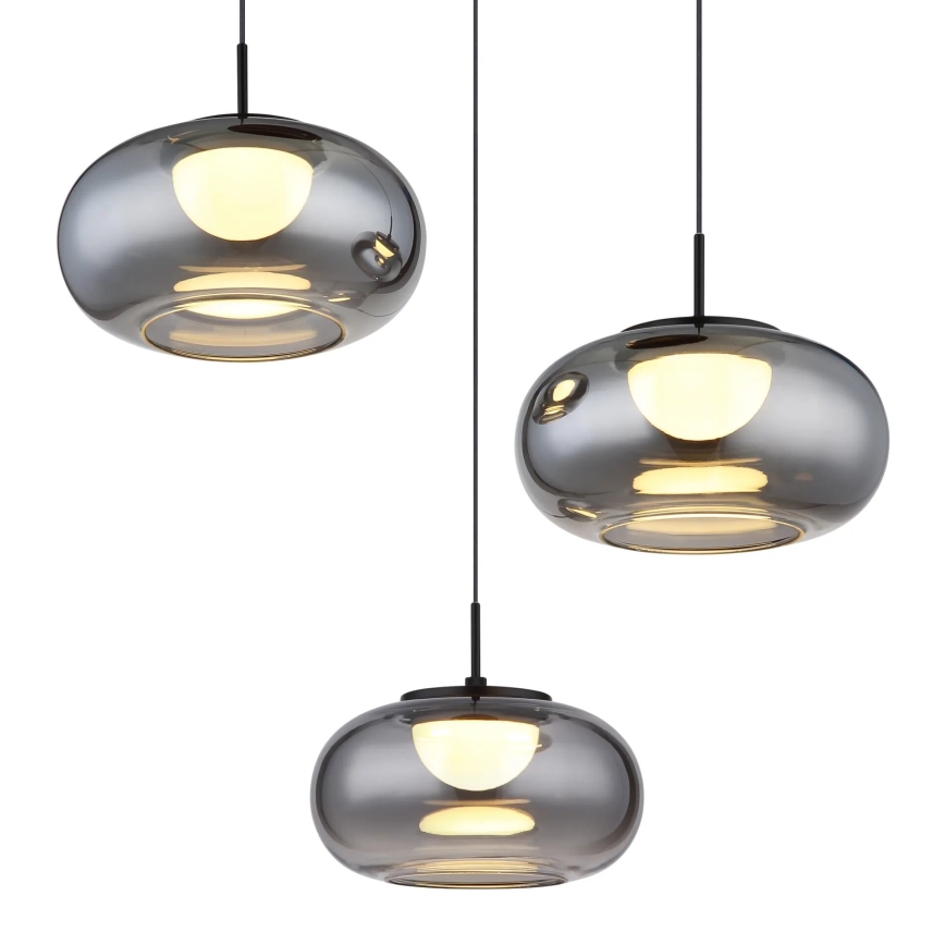 Globo - LED ljuskrona med textilsladd 3xLED/6W/230V