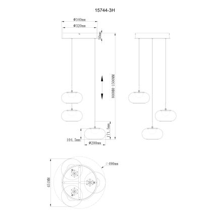 Globo - LED ljuskrona med textilsladd 3xLED/6W/230V