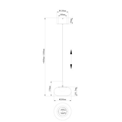 Globo - LED ljuskrona med textilsladd LED/6W/230V svart