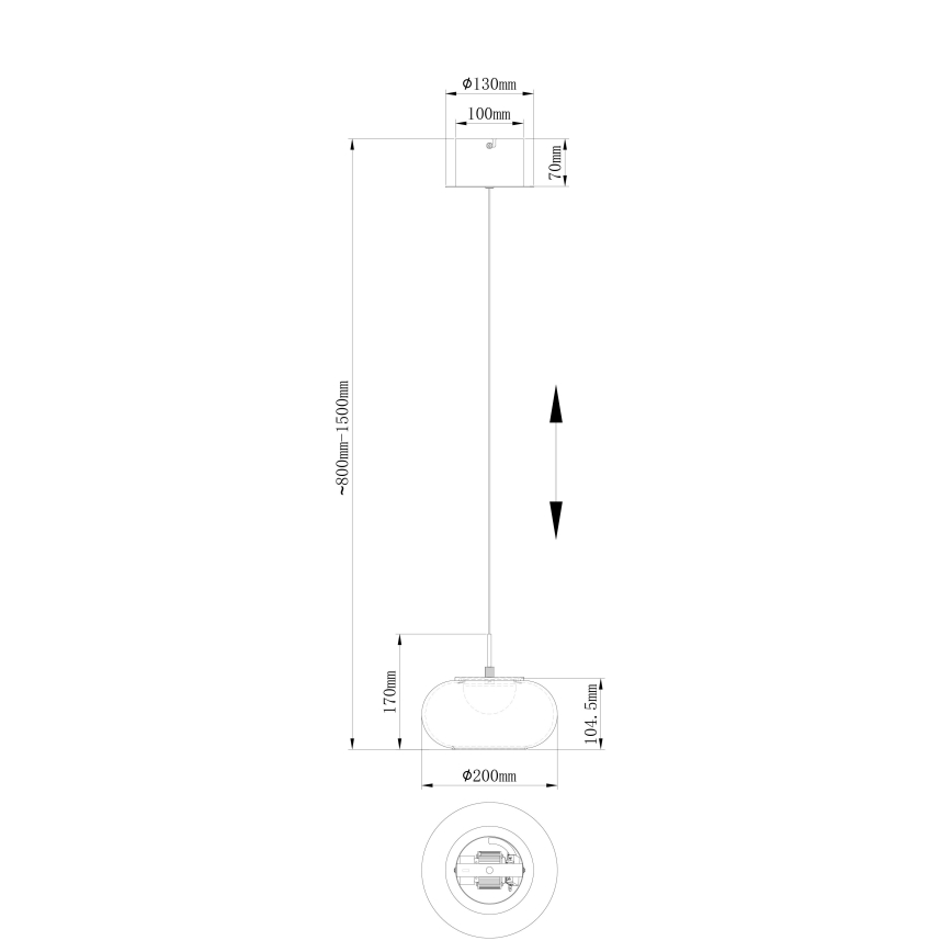 Globo - LED ljuskrona med textilsladd LED/6W/230V svart