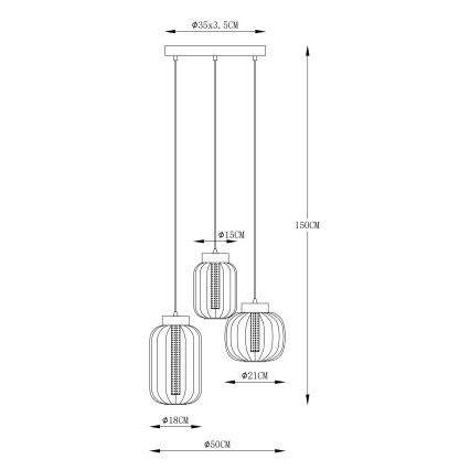 Globo - LED ljuskrona med textilsladd LED/23W/230V
