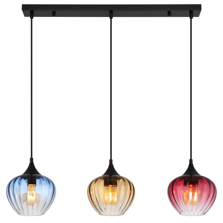 Globo - Ljuskrona med textilsladd 3xE27/60W/230V