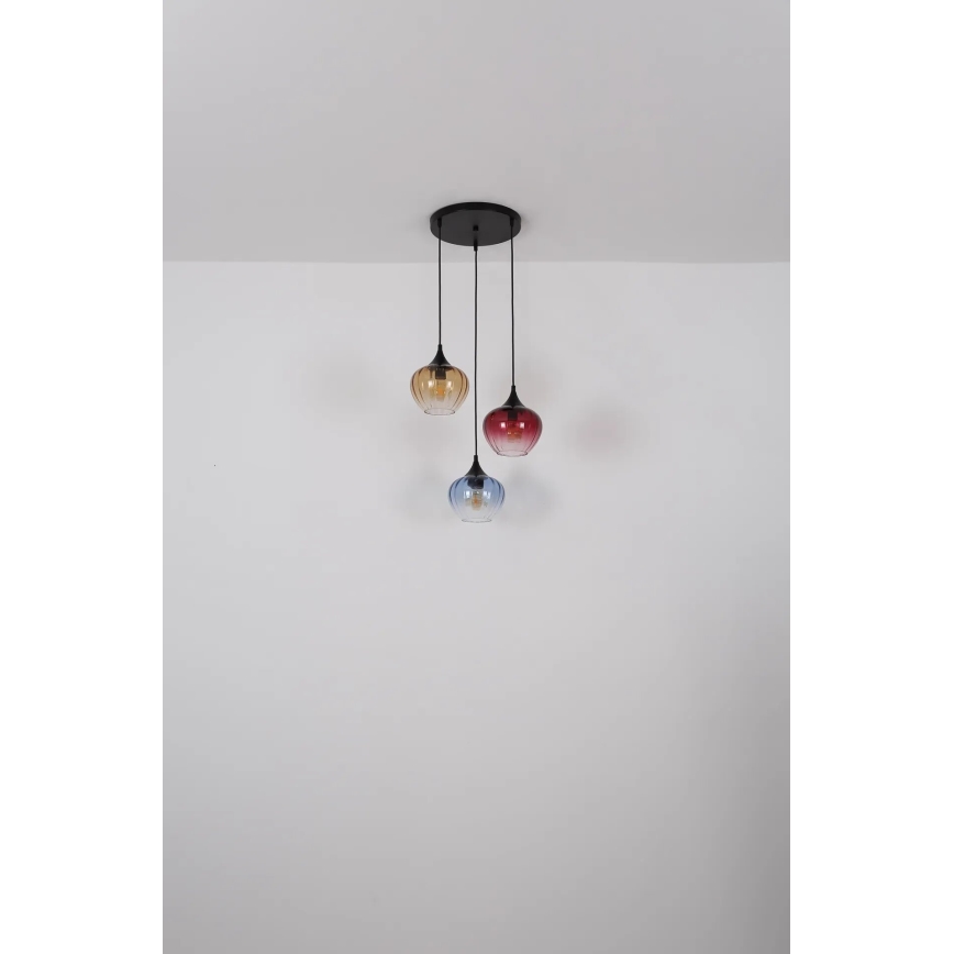 Globo - Ljuskrona med textilsladd 3xE27/60W/230V