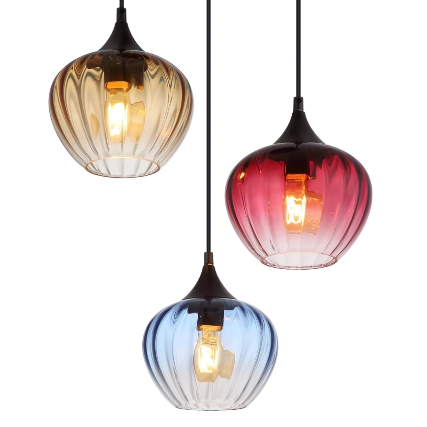 Globo - Ljuskrona med textilsladd 3xE27/60W/230V