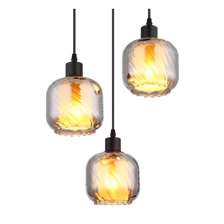 Globo - Ljuskrona med textilsladd 3xE27/25W/230V