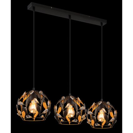 Globo - Ljuskrona med textilsladd 3xE27/40W/230V