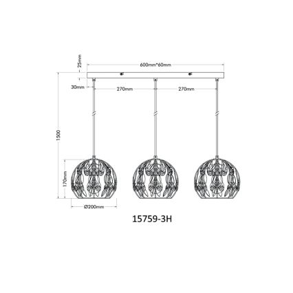 Globo - Ljuskrona med textilsladd 3xE27/40W/230V