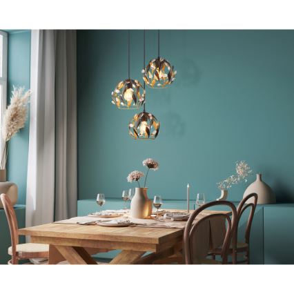 Globo - Ljuskrona med textilsladd 3xE27/40W/230V diameter 41 cm