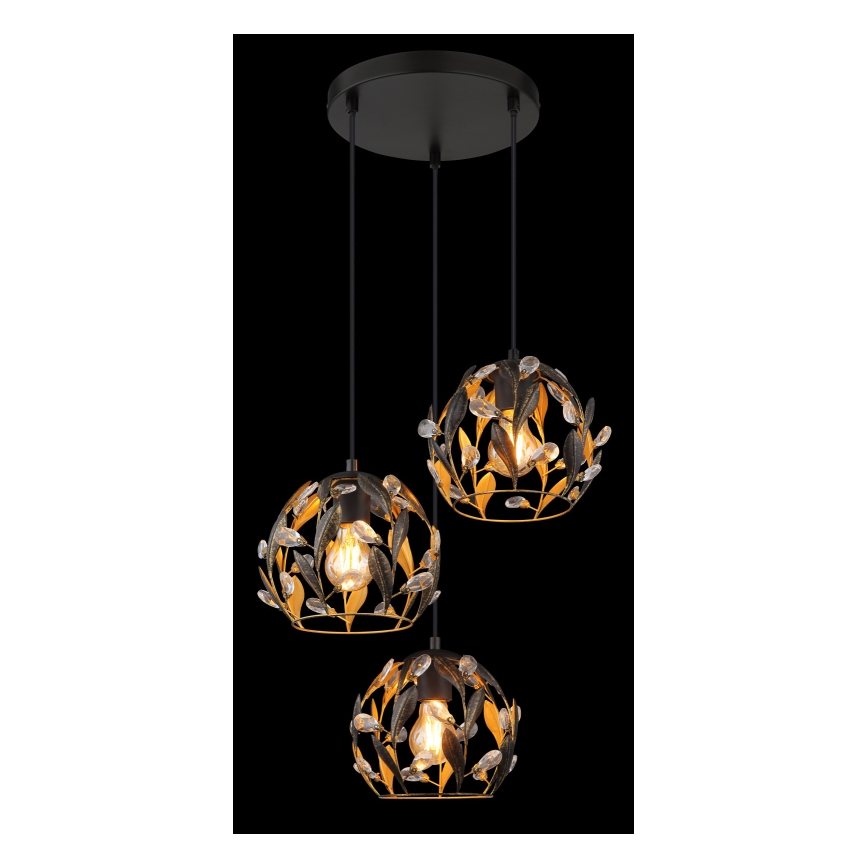Globo - Ljuskrona med textilsladd 3xE27/40W/230V diameter 41 cm
