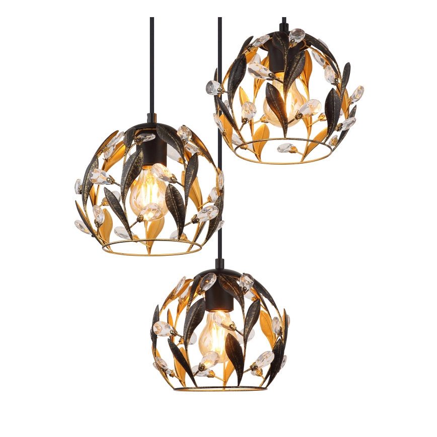 Globo - Ljuskrona med textilsladd 3xE27/40W/230V diameter 41 cm