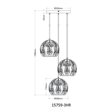 Globo - Ljuskrona med textilsladd 3xE27/40W/230V diameter 41 cm