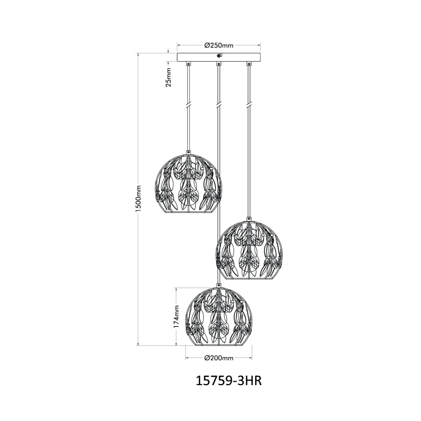Globo - Ljuskrona med textilsladd 3xE27/40W/230V diameter 41 cm