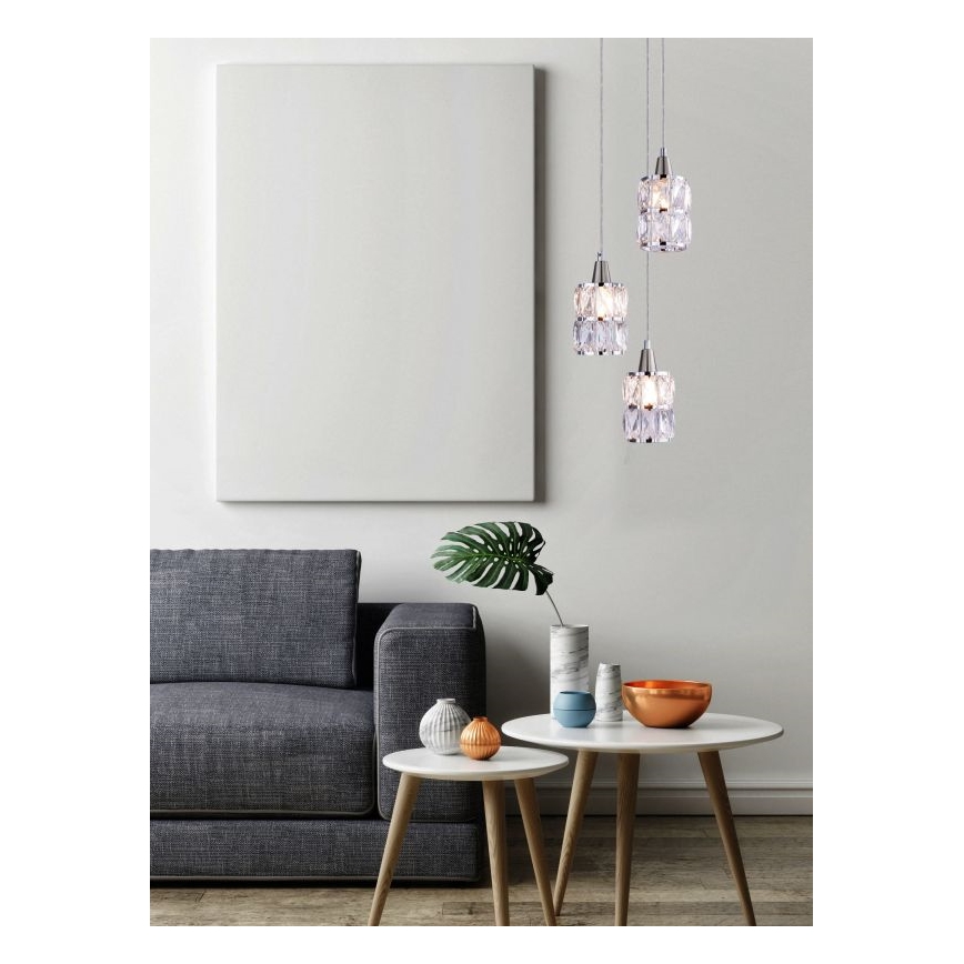Globo 15760-3 - Kristallkrona med snöre WOLLI 3xE14/40W/230V