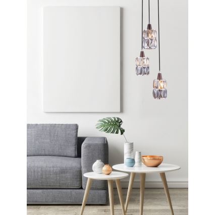 Globo 15761-3 - Kristallkrona med snöre WOLLI 3xE14/40W/230V