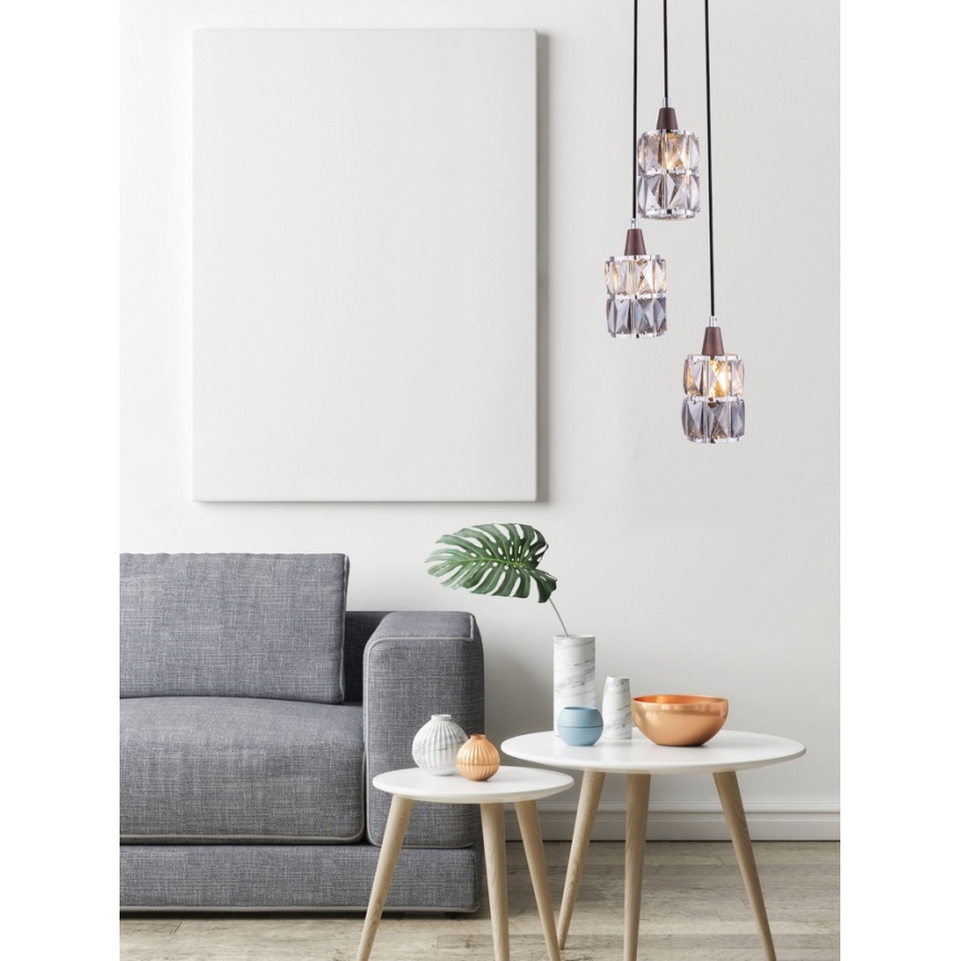 Globo 15761-3 - Kristallkrona med snöre WOLLI 3xE14/40W/230V