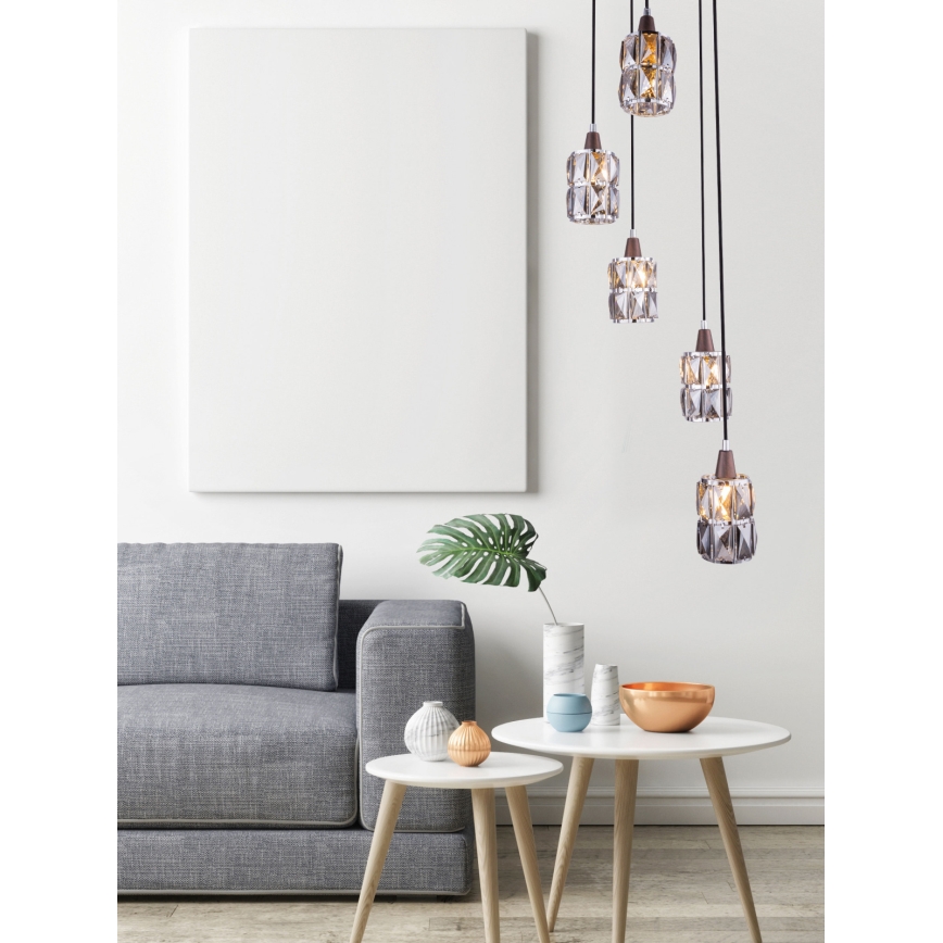 Globo 15761-5 - Kristallkrona med snöre WOLLI 5xE14/40W/230V