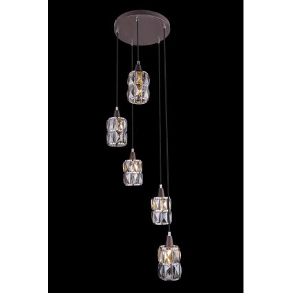 Globo 15761-5 - Kristallkrona med snöre WOLLI 5xE14/40W/230V