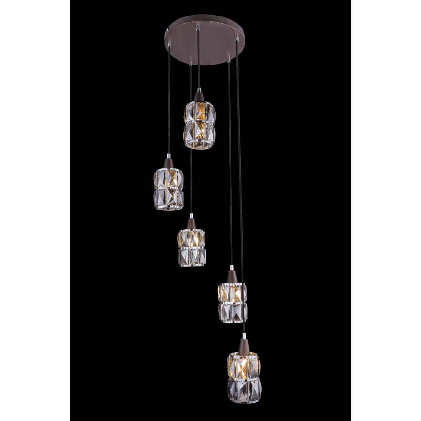 Globo 15761-5 - Kristallkrona med snöre WOLLI 5xE14/40W/230V