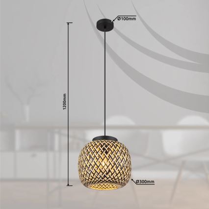 Globo 15766H1 - Ljuskrona med textilsladd COLLY 1xE27/15W/230V diameter 30 cm