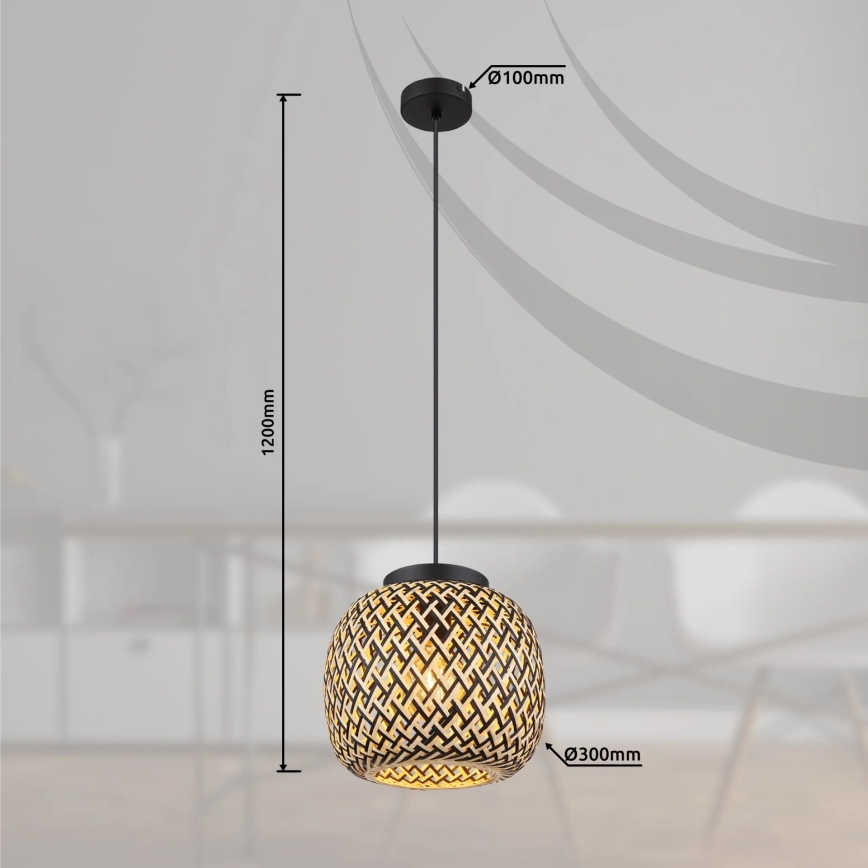 Globo 15766H1 - Ljuskrona med textilsladd COLLY 1xE27/15W/230V diameter 30 cm