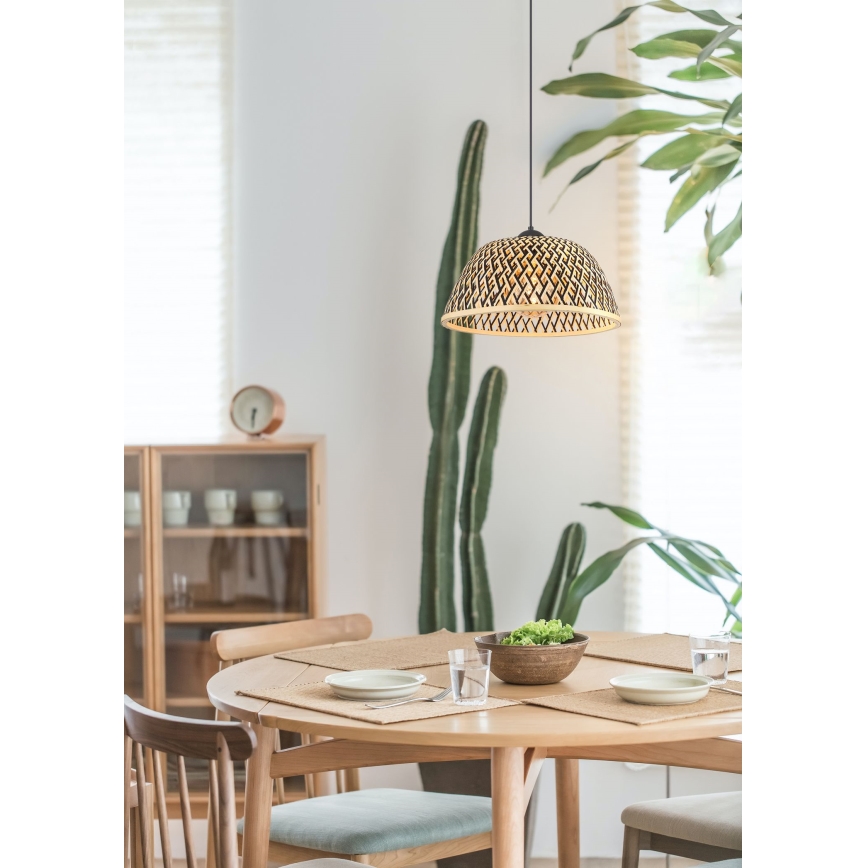Globo - Ljuskrona med textilsladd 1xE27/15W/230V Bambu